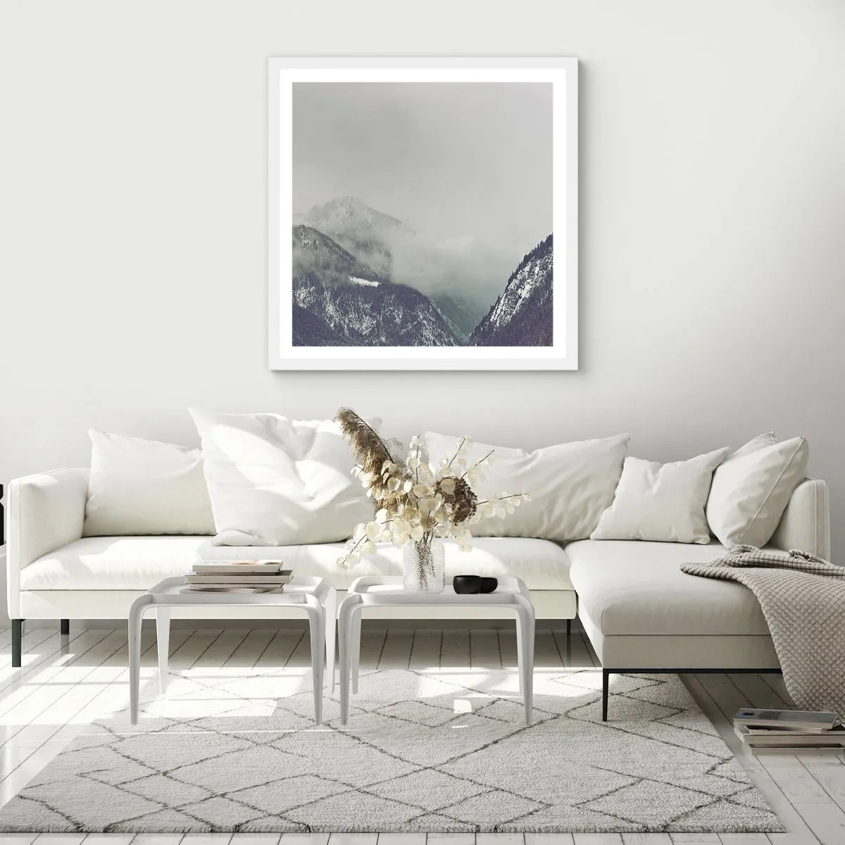 Poster in cornice bianca - La valle delle nebbie - 50x50 cm