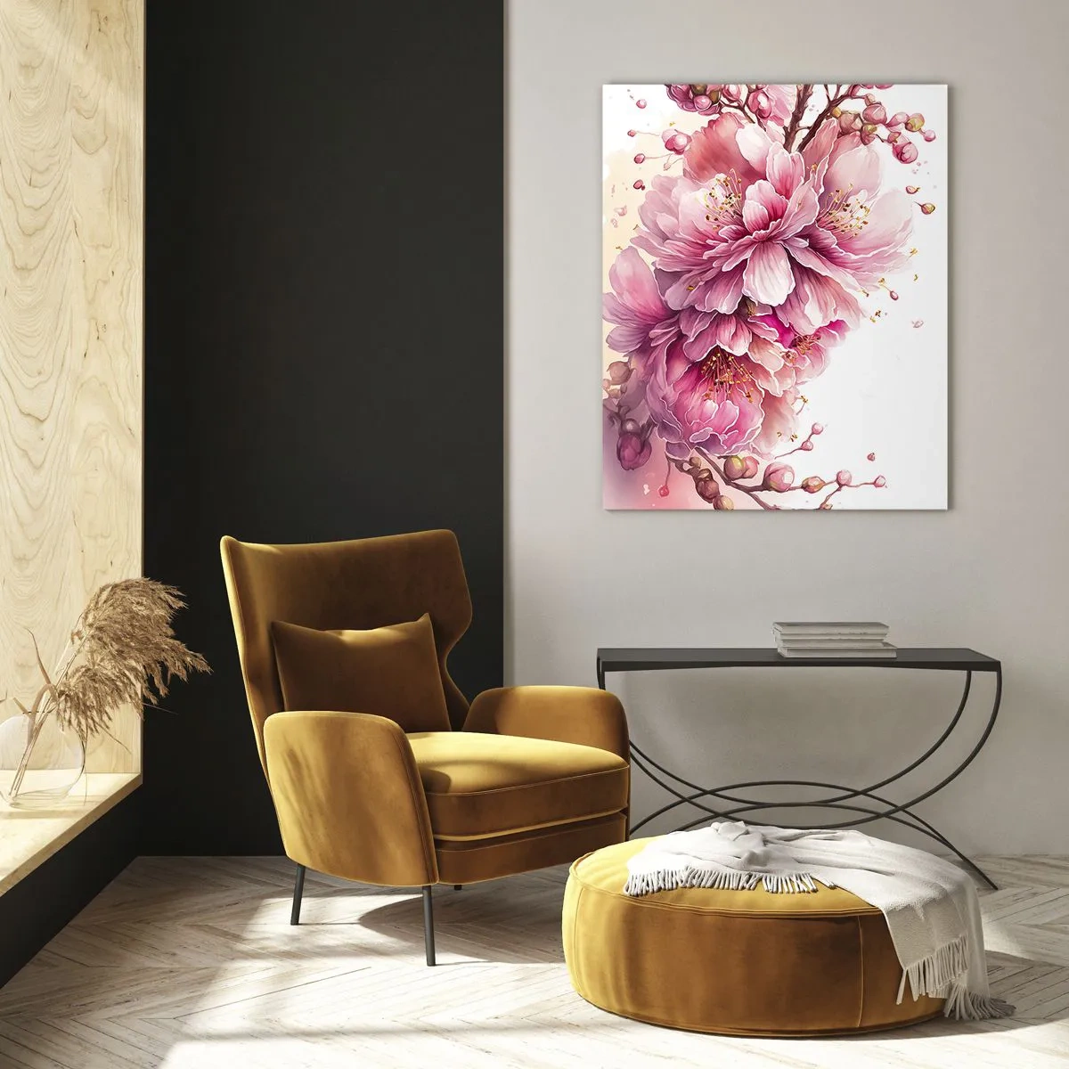 Quadro su vetro - Delicati fiori di ciliegio in piena fioritura su uno sfondo chiaro - 70x100cm - Fiore di ciliegio - Decorazione murale moderna per soggiorno e camera da letto ARTTOR