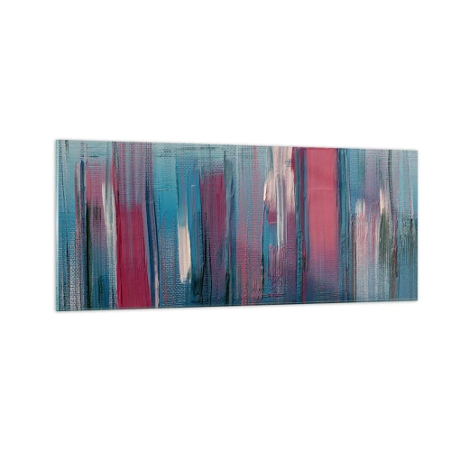 Quadro su vetro - Composizione verticale in blu e rosso - 100x40 cm