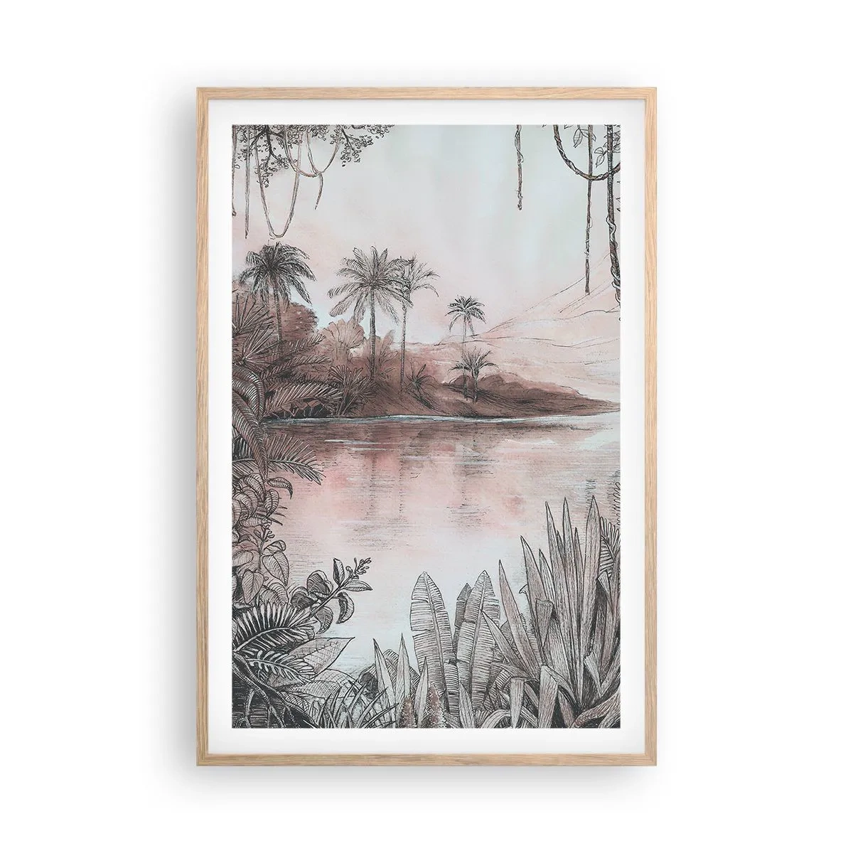 Poster in cornice rovere chiaro - Diario di un esploratore del 19esimo secolo - 61x91 cm