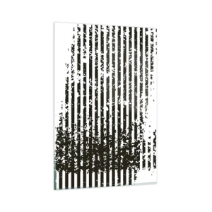 Quadro su vetro - Linee astratte con effetto invecchiato in bianco e nero - 80x120cm - Ritmo e rumore - Decorazione murale moderna per soggiorno e camera da letto ARTTOR