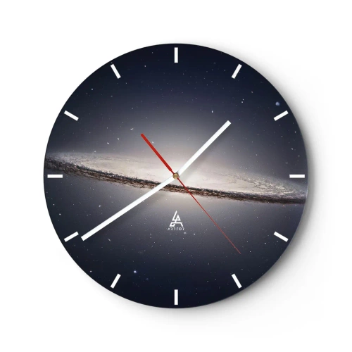 Orologio da parete - Orologio in Vetro - Vista di una galassia a spirale nello spazio - 30x30cm - Tanto tempo fa in una lontana galassia... - Decorazione murale moderna per soggiorno, cucina e camera da letto ARTTOR