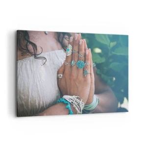 Quadro su tela - Stampe su Tela - Mani decorate con gioielli boho - 100x70cm - Benvenuto al centro dell'essere - Decorazione murale moderna per soggiorno e camera da letto ARTTOR