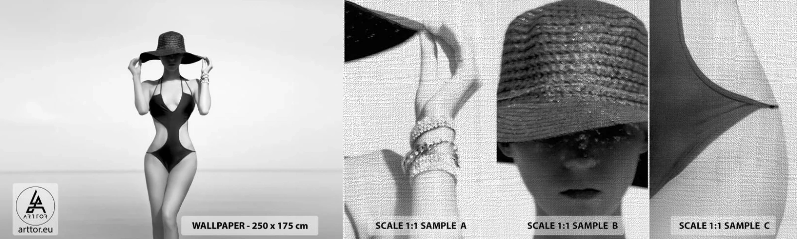 Campione di Fotomurale Premium Canvas - Il mio nome è Eleganza - Donna, Spiaggia, Moda - 100x30 cm