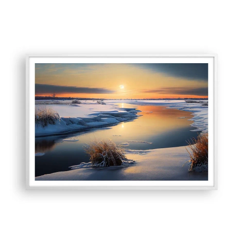 Poster in cornice bianca - Tramonto invernale - 100x70 cm