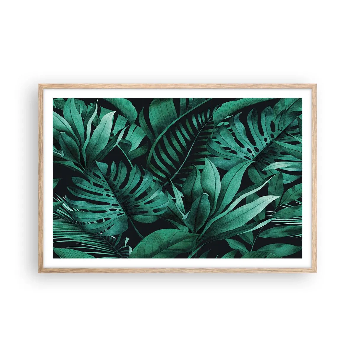 Poster in cornice rovere chiaro - Dal profondo del verde tropicale - 91x61 cm