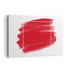 Quadro su tela - Stampe su Tela - Pennellata rossa con bordo bianco - 100x70cm - Fuori dagli schemi - Decorazione murale moderna per soggiorno e camera da letto ARTTOR
