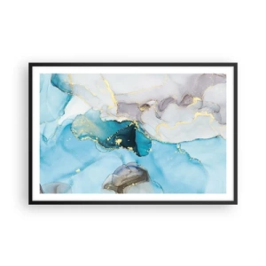 Poster in cornice nera - Studio di incontro tra grigio e turchese - 91x61 cm