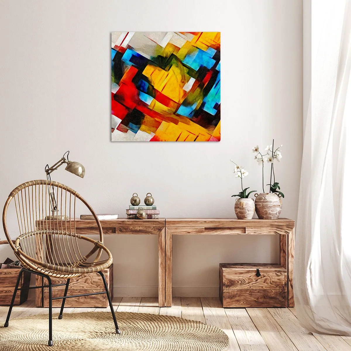 Quadro su tela - Stampe su Tela - Intreccio multicolore - 30x30 cm