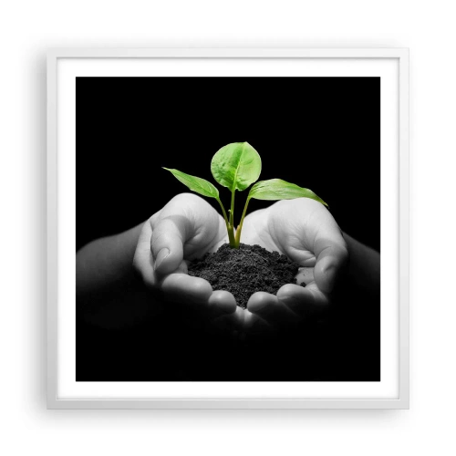 Poster in cornice bianca - Amo la natura, la proteggo - 60x60 cm