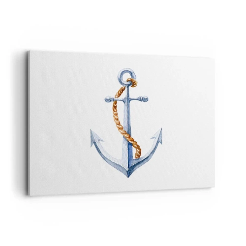 Quadro su tela - Stampe su Tela - Ancora con corda in stile acquerello - 100x70cm - Benvenuta avventura! - Decorazione murale moderna per soggiorno e camera da letto ARTTOR