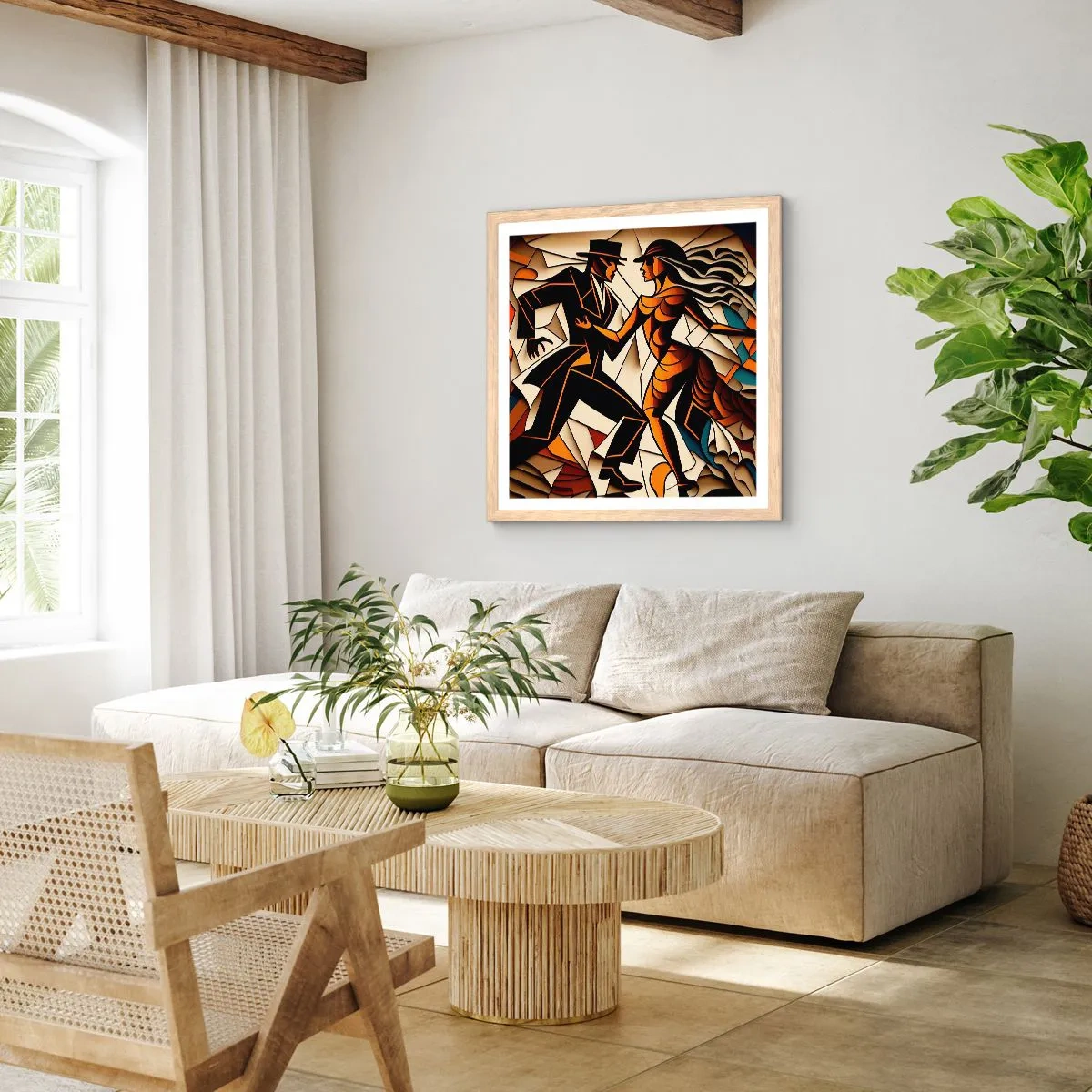 Poster in cornice rovere chiaro - La danza della passione - 60x60 cm
