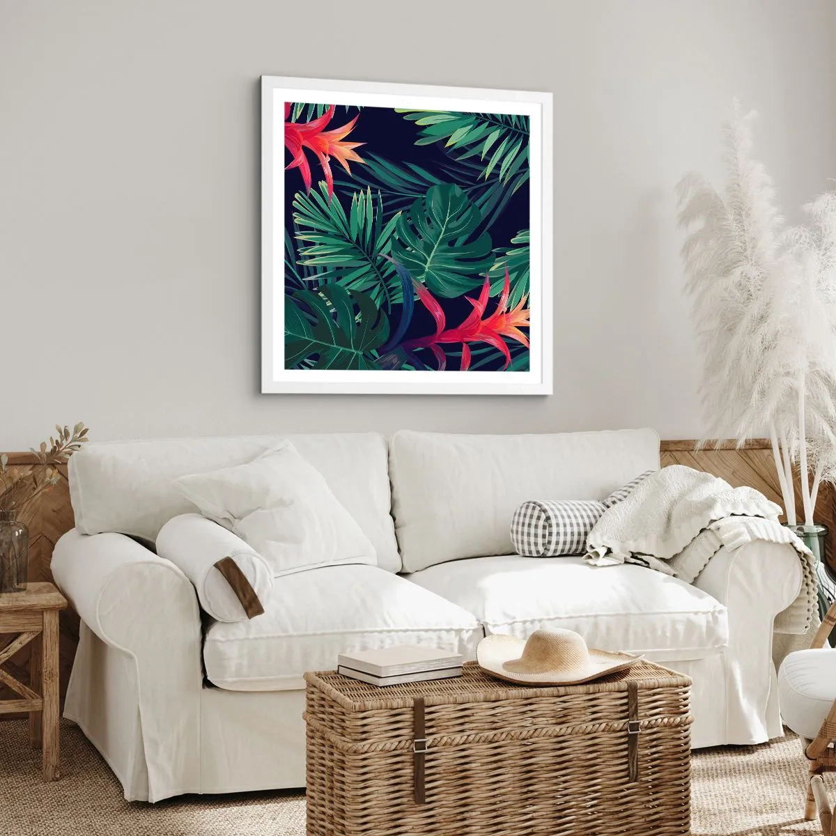 Poster in cornice bianca - Fiammante nel verde - 60x60 cm