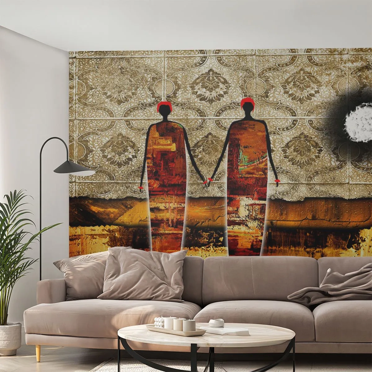 Fotomurali Standard Eco - Composizione etnica nei colori dell'Africa - Persone, Africa, Grafica - 400x280 cm