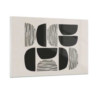 Quadro su vetro - Composizione astratta di forme geometriche con linee - 120x80cm - Sistemi di metà - Decorazione murale moderna per soggiorno e camera da letto ARTTOR