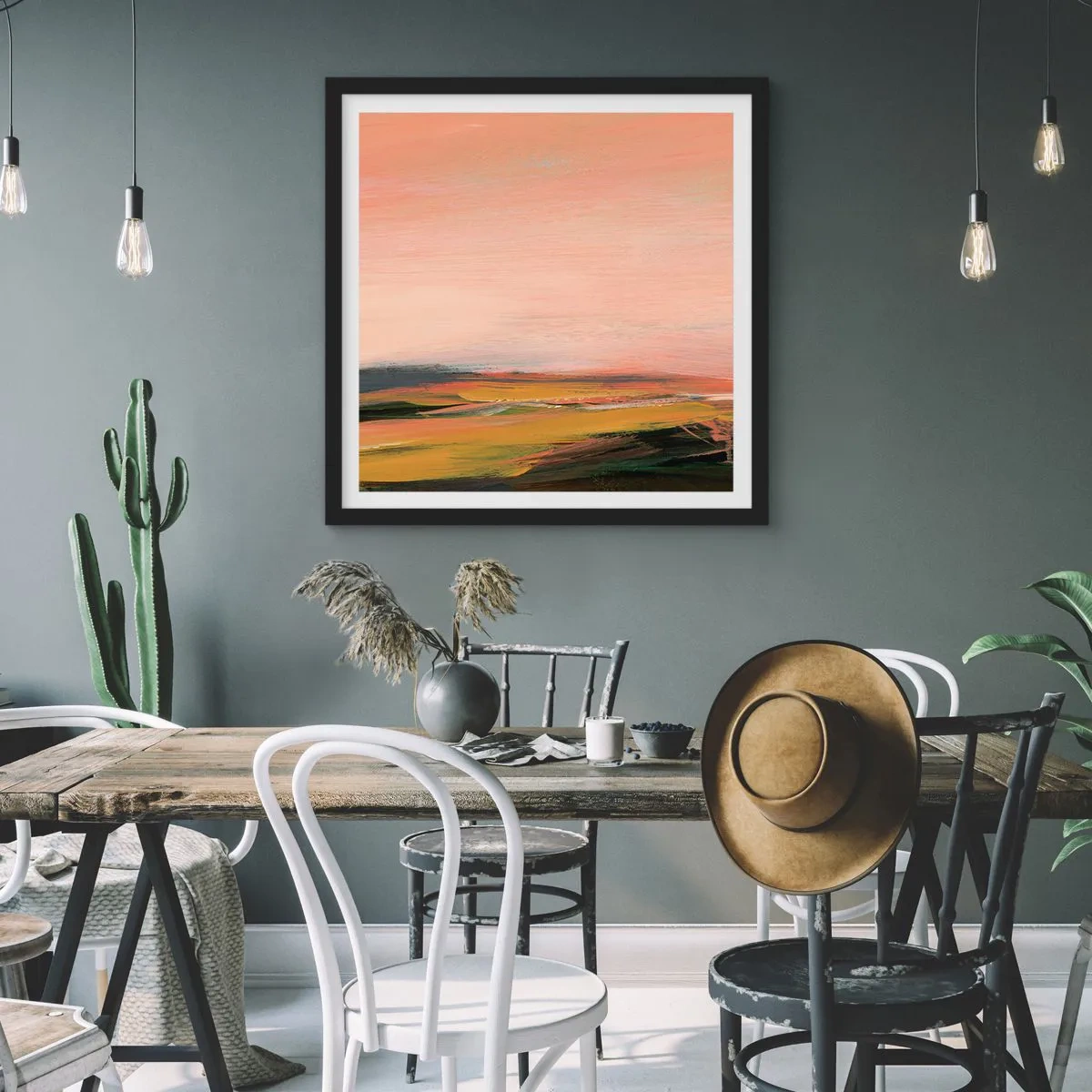 Poster in cornice nera - In tonalità di rosa - 60x60 cm