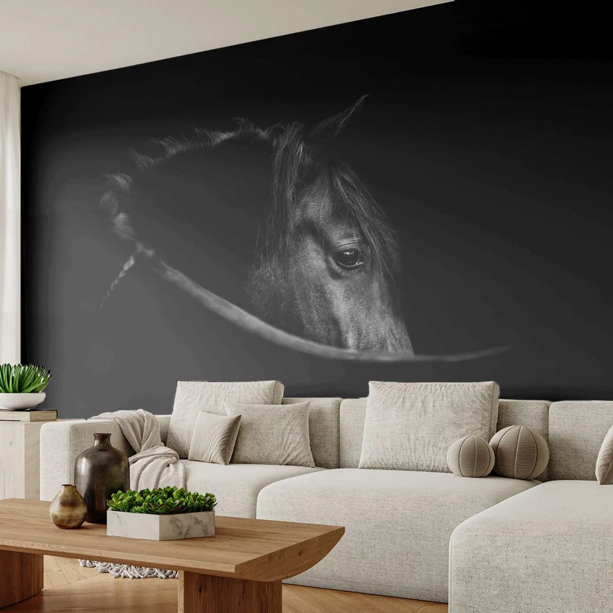 Fotomurali Autoadesivo Deluxe Sticker - Il principe nero - Cavallo, Animale, Artistico - 250x175 cm