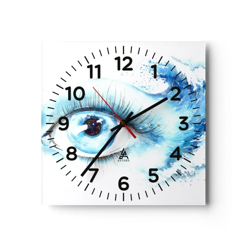 Orologio da parete - Orologio in Vetro - Immergersi nell'azzurro dello sguardo - 40x40 cm