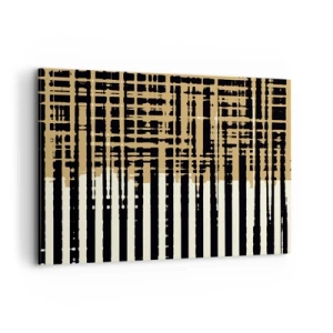 Quadro su tela - Stampe su Tela - Linee astratte in nero, beige e bianco - 100x70cm - Astrazione architettonica - Decorazione murale moderna per soggiorno e camera da letto ARTTOR