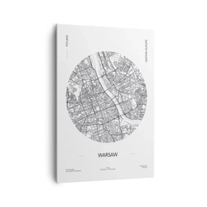 Quadro su tela - Stampe su Tela - Una mappa di Varsavia in stile minimalista - 70x100cm - Anatomia di Varsavia - Decorazione murale moderna per soggiorno e camera da letto ARTTOR