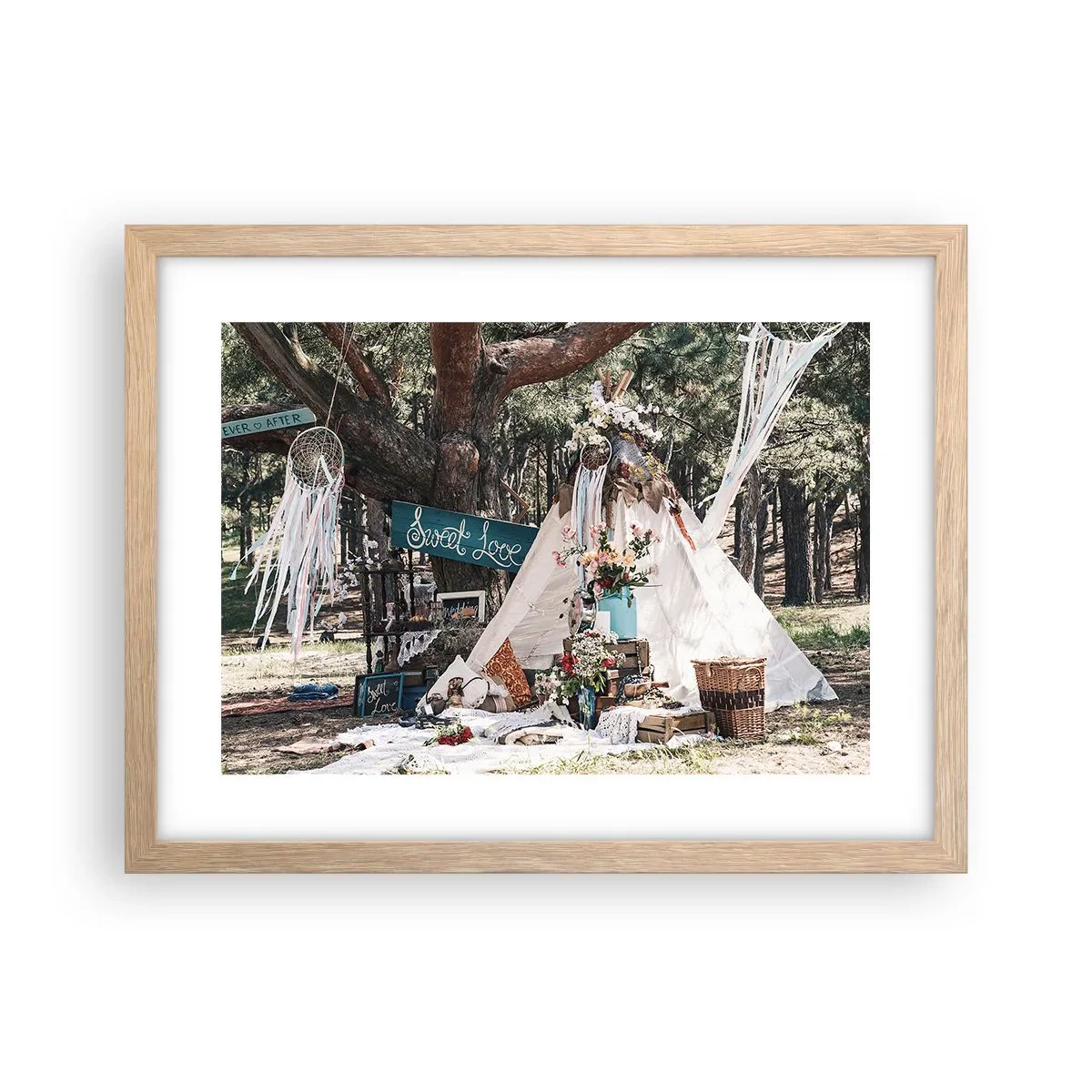 Poster in cornice rovere chiaro - Make love... - 40x30 cm