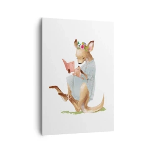 Quadro su tela - Stampe su Tela - Kanga legge un libro con un bambino - 70x100cm - Mamma, leggimi - Decorazione murale moderna per soggiorno e camera da letto ARTTOR