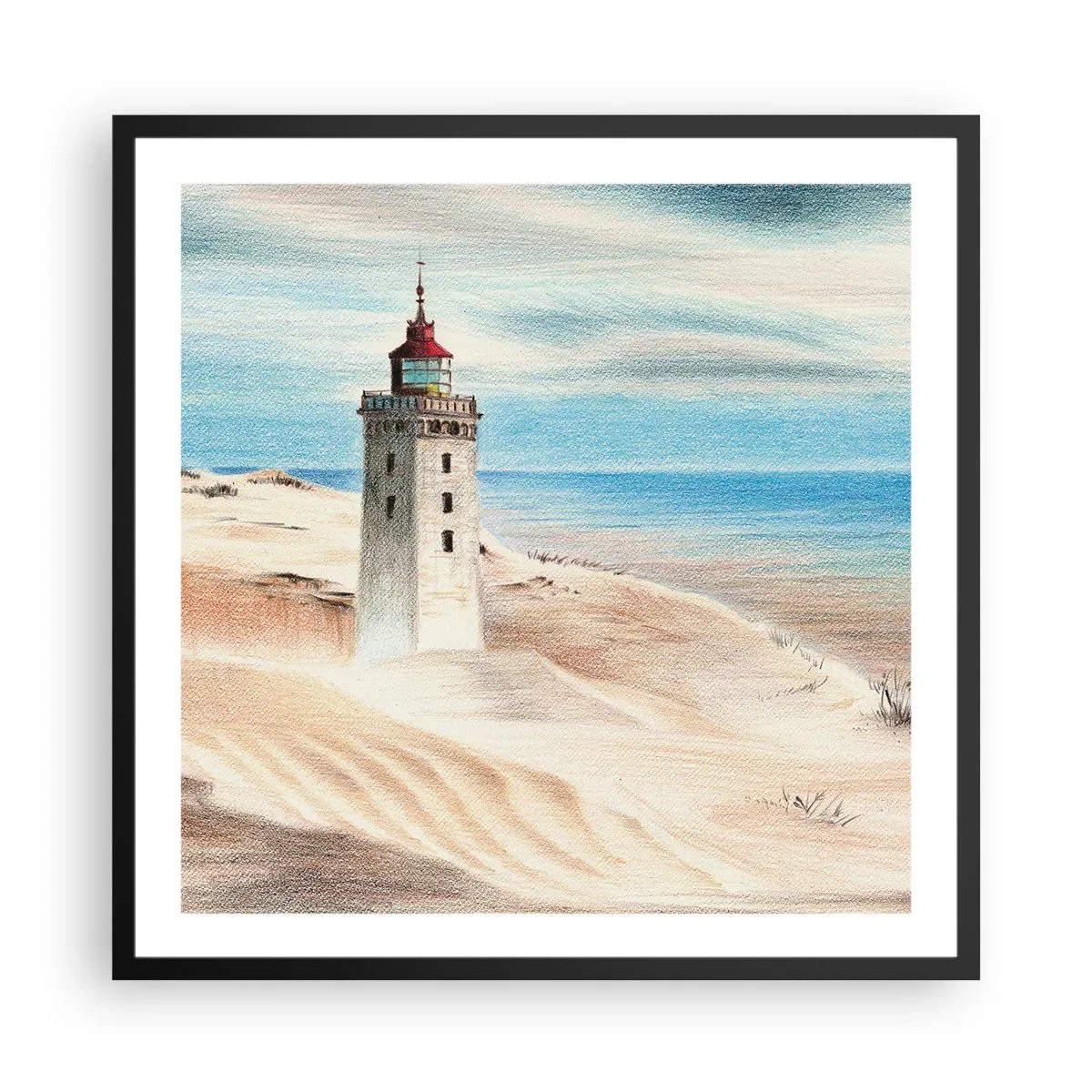 Poster in cornice nera - Sempre guardando il mare - 60x60 cm