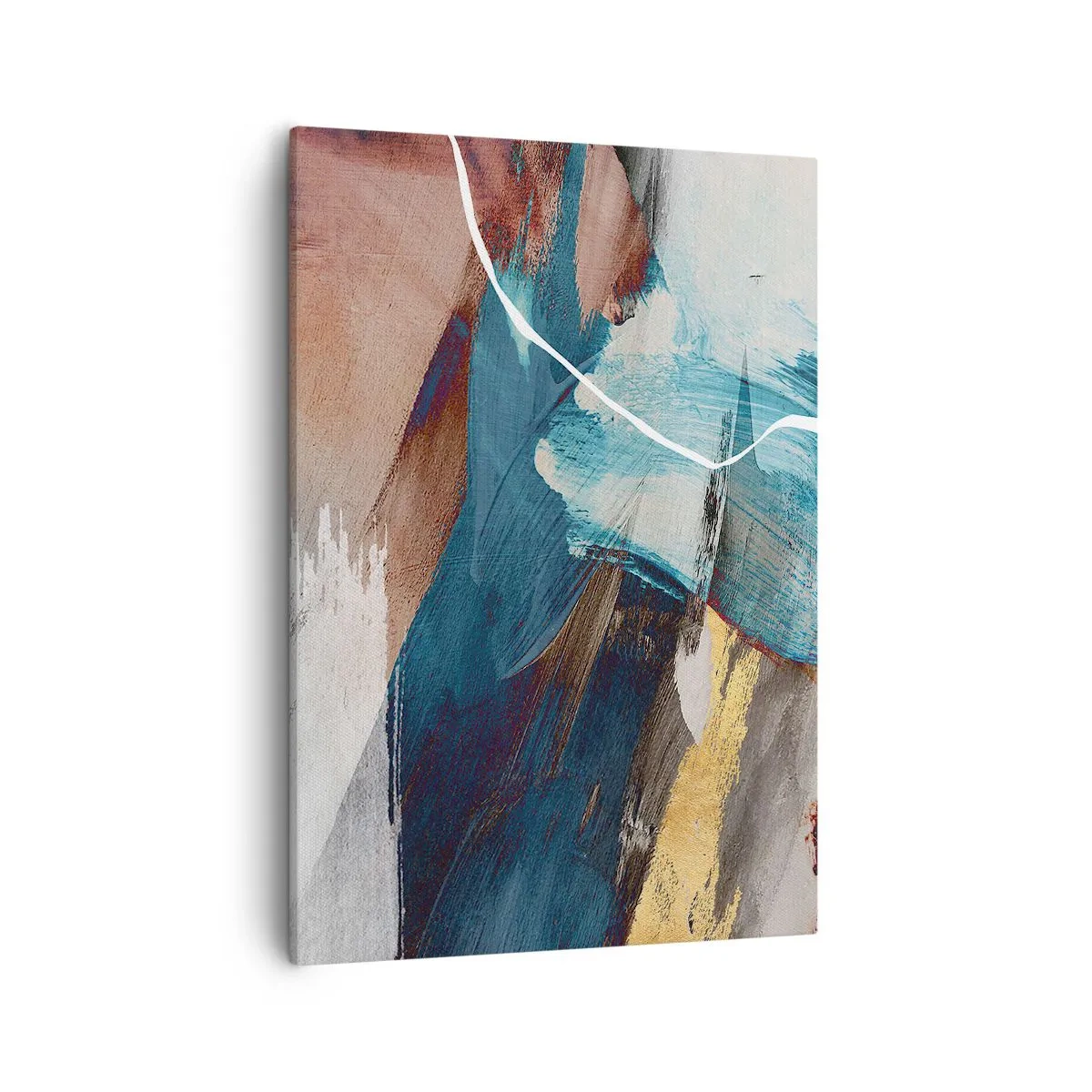 Quadro su tela - Stampe su Tela - Pennellate astratte nei toni del blu e dell'oro - 50x70cm - Con forza ed energia - Decorazione murale moderna per soggiorno e camera da letto ARTTOR