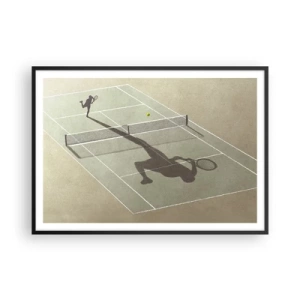 Poster in cornice nera - L'ombra di un tennista sul campo durante una partita di tennis - 100x70cm - Sconfiggere se stesso - Decorazione murale moderna per soggiorno e camera da letto ARTTOR