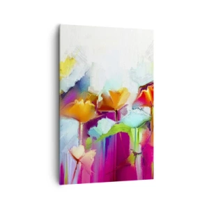 Quadro su tela - Stampe su Tela - Fiori astratti colorati su uno sfondo chiaro - 80x120cm - L'arcobaleno è fiorito - Decorazione murale moderna per soggiorno e camera da letto ARTTOR