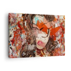 Quadro su tela - Stampe su Tela - Ritratto astratto di una donna dai colori intensi - 70x50cm - Nessuno sa come sei veramente - Decorazione murale moderna per soggiorno e camera da letto ARTTOR