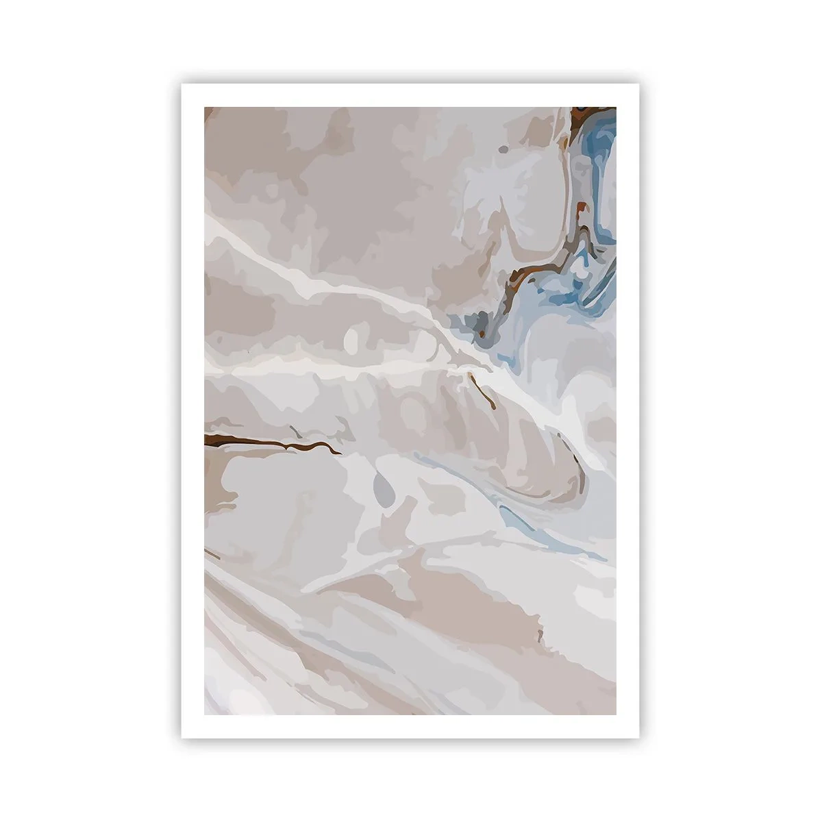 Poster - Meandri blu sotto il bianco - 70x100 cm