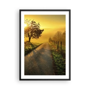 Poster in cornice nera - Una strada tra i campi all'alba - 50x70cm - Pomeriggio di miele - Decorazione murale moderna per soggiorno e camera da letto ARTTOR