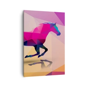 Quadro su tela - Stampe su Tela - Silhouette geometrica di un cavallo al galoppo in colori vivaci - 70x100cm - Il cubismo è sempre vivo - Decorazione murale moderna per soggiorno e camera da letto ARTTOR