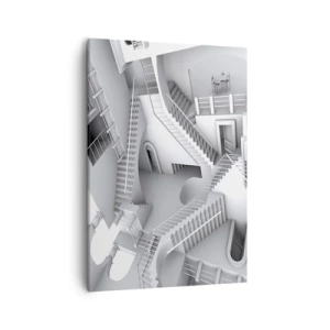 Quadro su tela - Stampe su Tela - Una composizione astratta di scale in una disposizione spaziale surrealista - 50x70cm - Il paradosso dello spazio - Decorazione murale moderna per soggiorno e camera da letto ARTTOR
