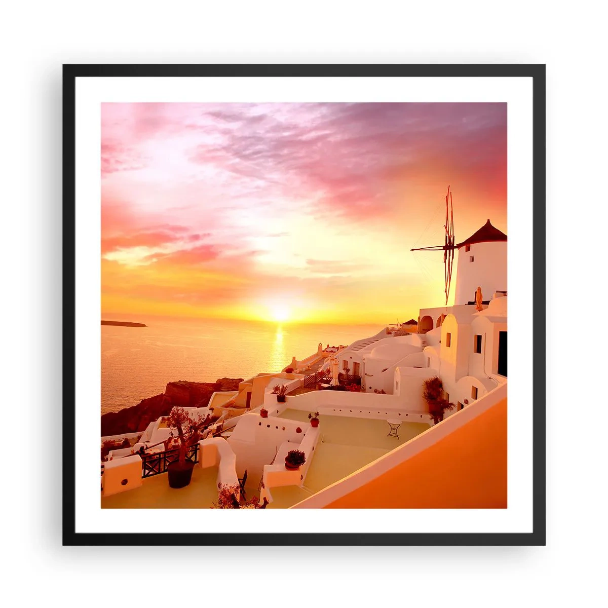 Poster in cornice nera - Sciogliersi nel bianco e nell'oro - 60x60 cm