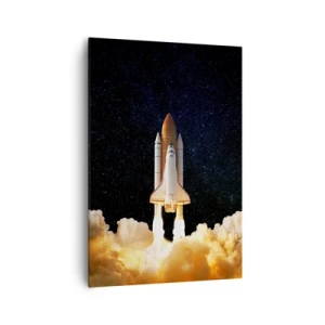 Quadro su tela - Stampe su Tela - Un razzo spaziale che decolla contro il cielo stellato - 70x100cm - Ad astra! - Decorazione murale moderna per soggiorno e camera da letto ARTTOR