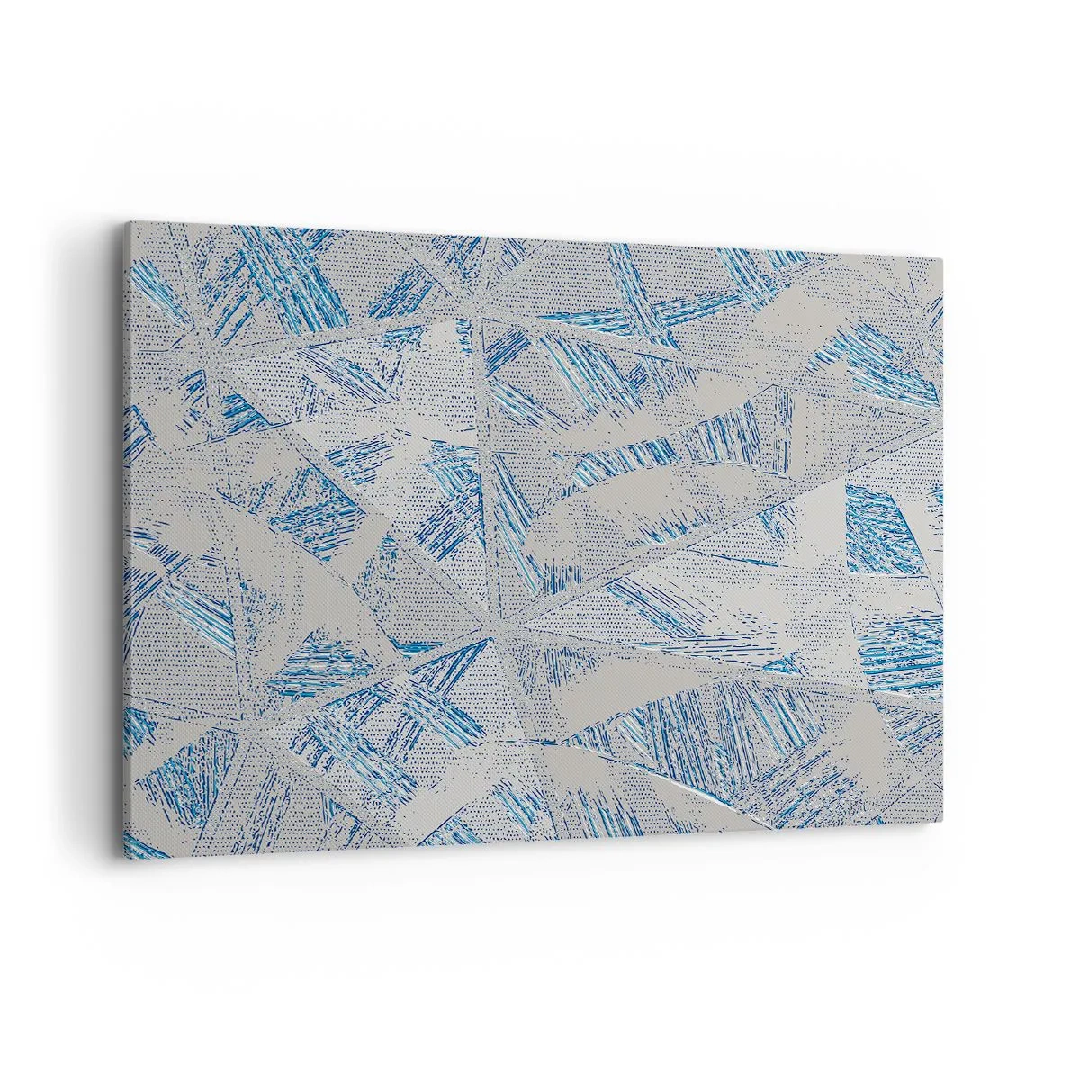 Quadro su tela - Stampe su Tela - Motivi geometrici nelle tonalità del blu e del grigio - 100x70cm - Nel labirinto grigioblu - Decorazione murale moderna per soggiorno e camera da letto ARTTOR