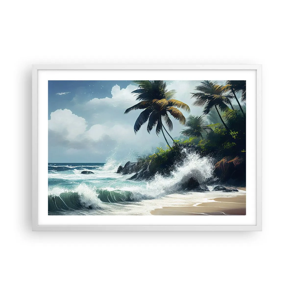 Poster in cornice bianca - Sulla riva tropicale - 70x50 cm