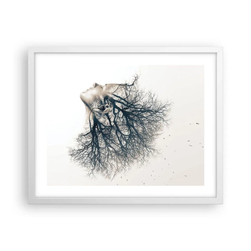 Poster in cornice bianca - In ascolto del sussurro dell'albero - 50x40 cm