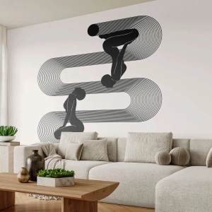 Fotomurali Premium Sand - Grafica in bianco e nero di una silhouette femminile in simmetria - 100x70cm - Simmetria sensuale - Decorazione murale moderna per soggiorno e camera da letto ARTTOR