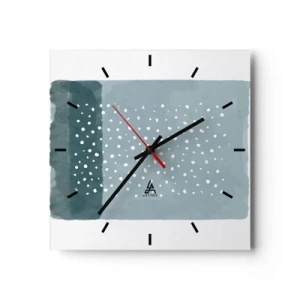 Orologio da parete - Orologio in Vetro - Un dipinto minimalista nei toni del blu con puntini - 30x30cm - Spuntate nel blu - Decorazione murale moderna per soggiorno e camera da letto ARTTOR