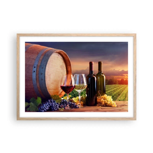 Poster in cornice rovere chiaro - Qui la vita ha gusto - 70x50 cm