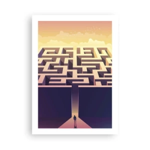 Poster - Un labirinto simbolico nella luce dorata - 50x70cm - Il momento delle decisioni - Decorazione murale moderna per soggiorno e camera da letto ARTTOR