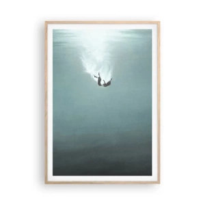 Poster in cornice rovere chiaro - Nell'abbraccio dell'oceano - 70x100 cm
