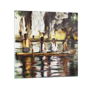 Quadro su vetro - Nel paradiso della Polinesia - 40x40 cm