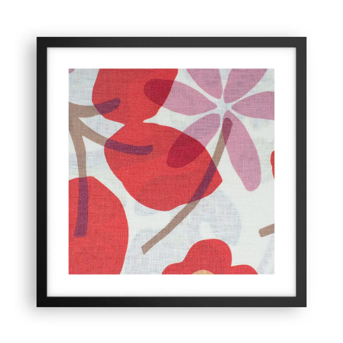 Poster in cornice nera - Composizione di fiori in rosa - 40x40 cm