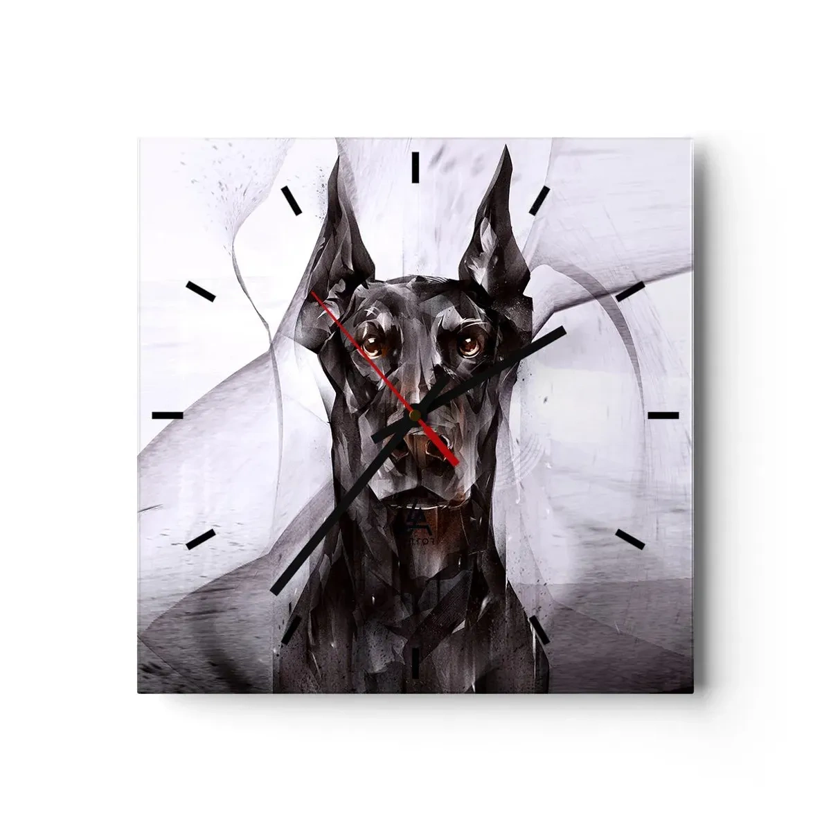 Orologio da parete - Orologio in Vetro - Ritratto astratto di un cane in un approccio artistico - 30x30cm - Nobili natali - Decorazione murale moderna per soggiorno e camera da letto ARTTOR