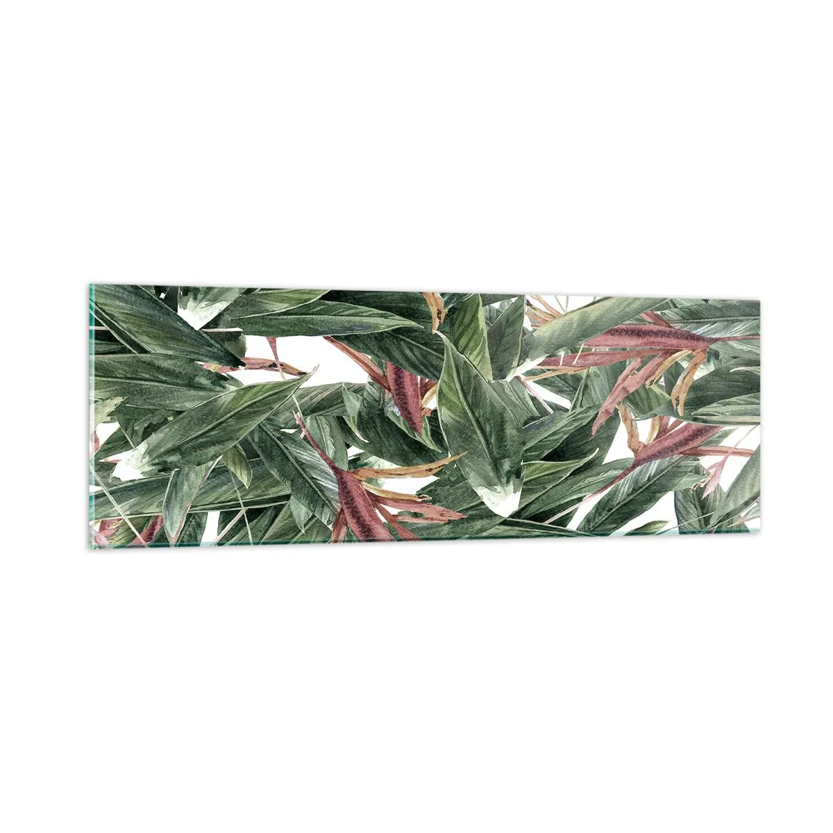 Quadro su vetro - Macchia smeraldo e lilla - 90x30 cm