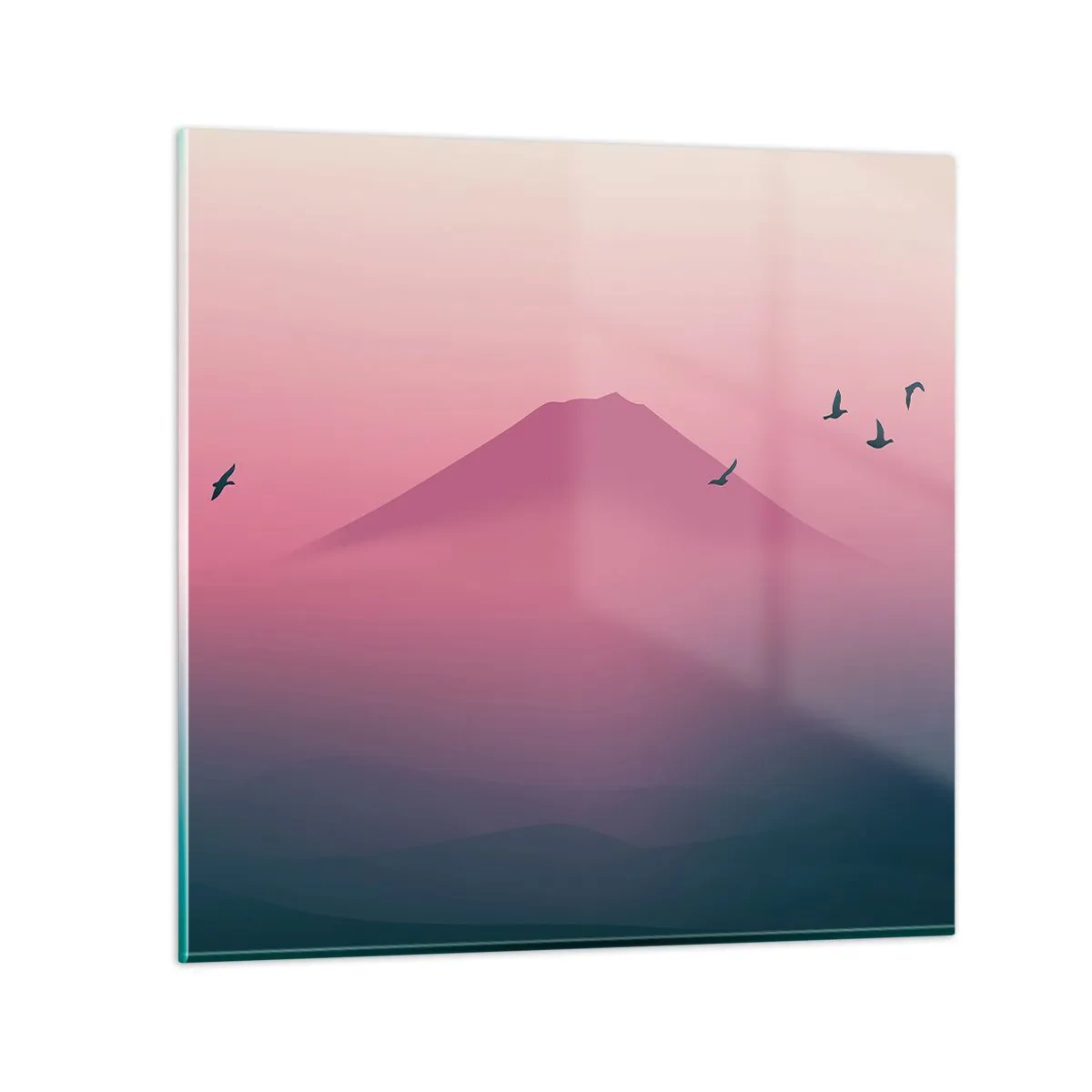 Quadro su vetro - Viandanti sopra le nuvole - 40x40 cm